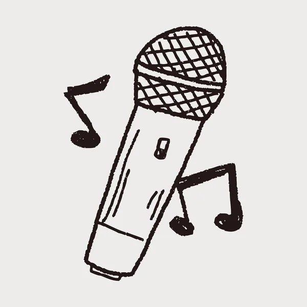 Mikrofon doodle - Stok Vektor