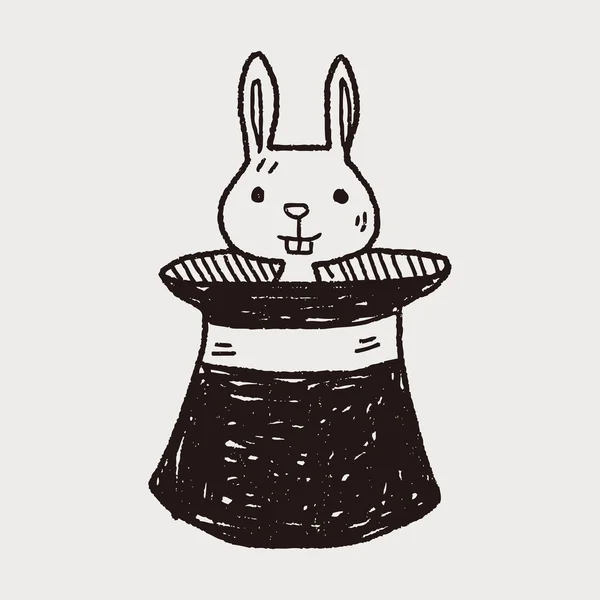 Dibujo de garabato conejo mágico — Vector de stock