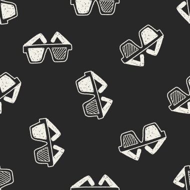3D gözlük Dikişsiz desen arka plan doodle