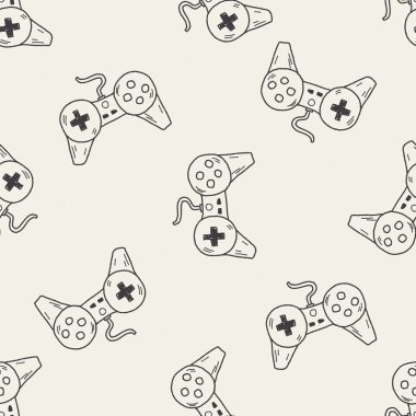 Doodle oyun kumandası Dikişsiz desen arka plan