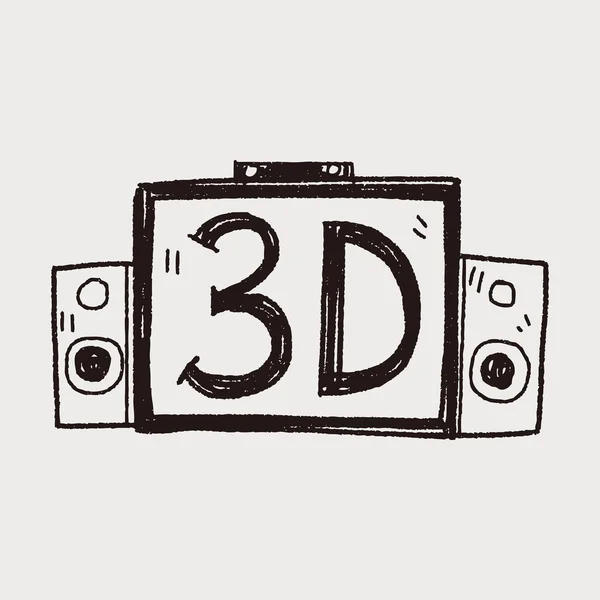 3D телевізор doodle — стоковий вектор