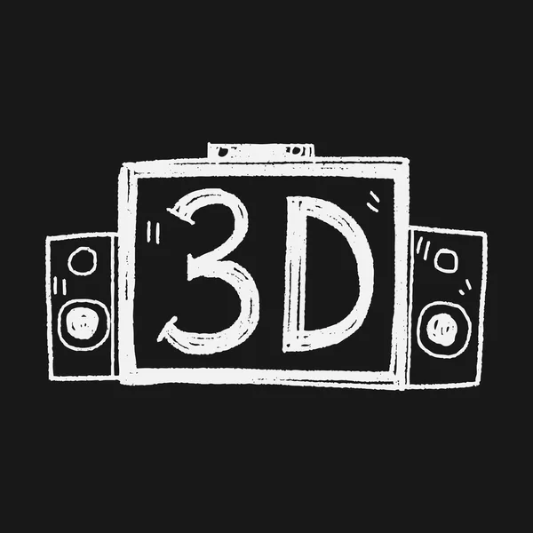 3D tv doodle — Stockvector