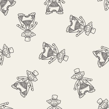 Palyaço doodle çizim Dikişsiz desen arka plan