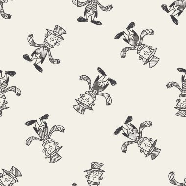 Palyaço doodle çizim Dikişsiz desen arka plan