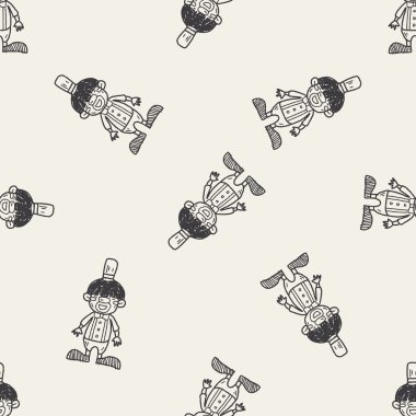 Palyaço doodle çizim Dikişsiz desen arka plan