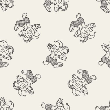 Palyaço doodle çizim Dikişsiz desen arka plan