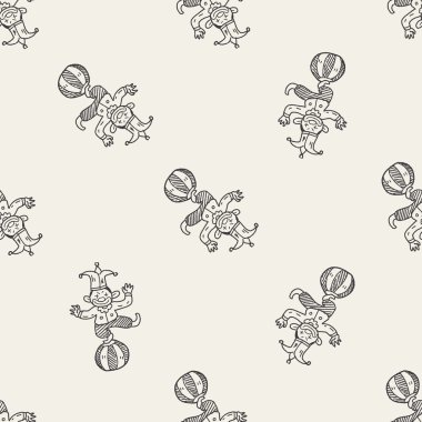 Palyaço doodle çizim Dikişsiz desen arka plan