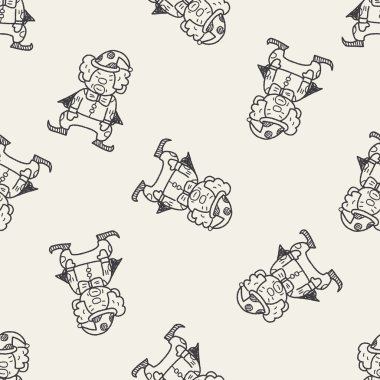 Palyaço doodle çizim Dikişsiz desen arka plan