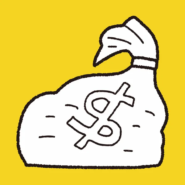 Geld tas doodle — Stockvector