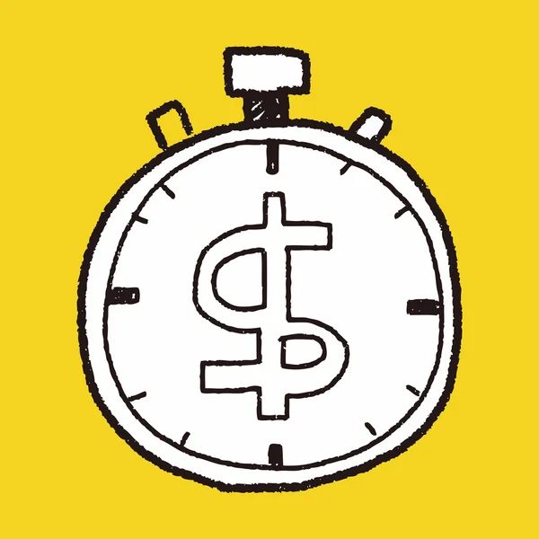 Tempo é dinheiro doodle — Vetor de Stock