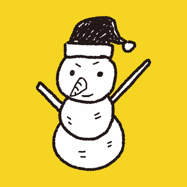 Garabato muñeco de nieve — Vector de stock