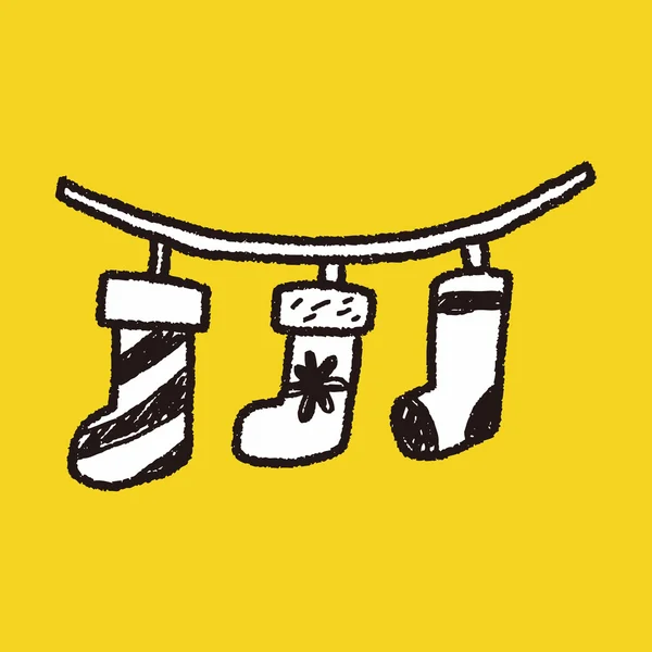 Calcetines de Navidad doodle — Vector de stock