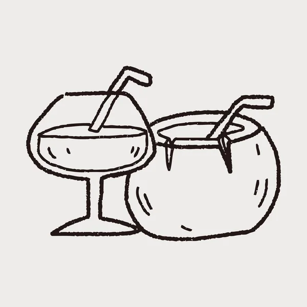 Kokosnuss-Drink-Doodle — Stockvektor