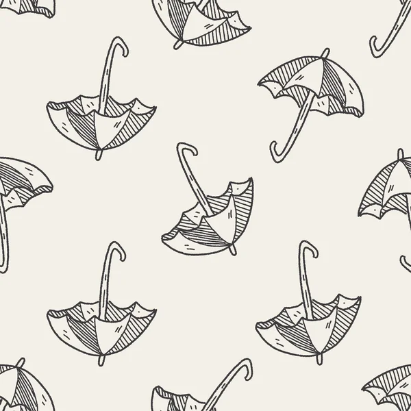 Şemsiye doodle çizim Dikişsiz desen arka plan — Stok Vektör