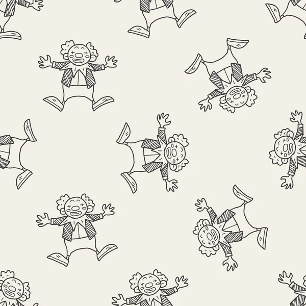 Clown doodle drawing seamless pattern background — Stock Vector