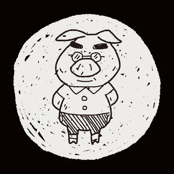 Três porquinhos doodle —  Vetores de Stock