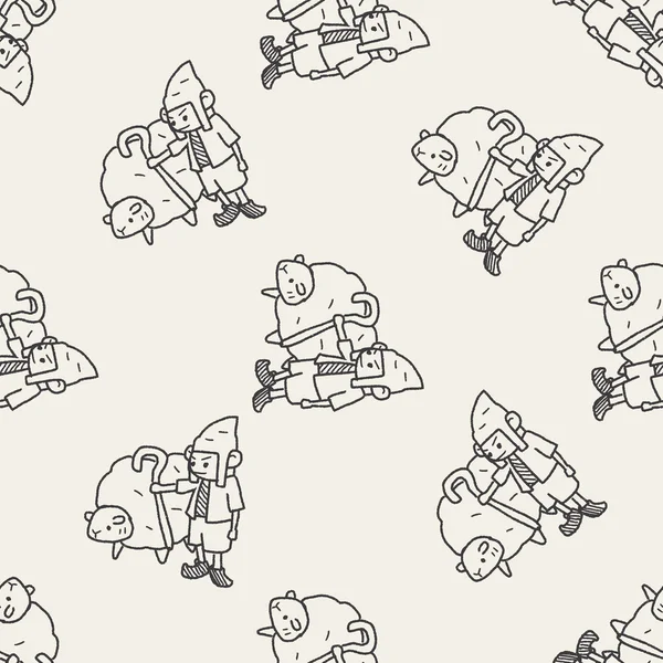 Schäferhund Doodle nahtlose Muster Hintergrund — Stockvektor