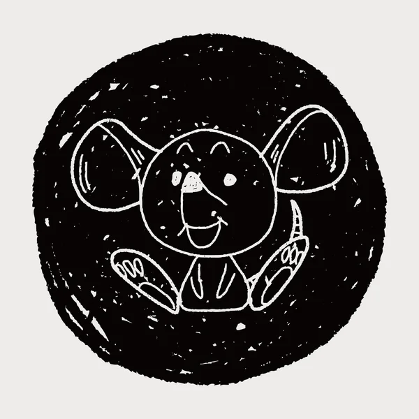 中国の黄道帯マウス落書き図面 — ストックベクタ