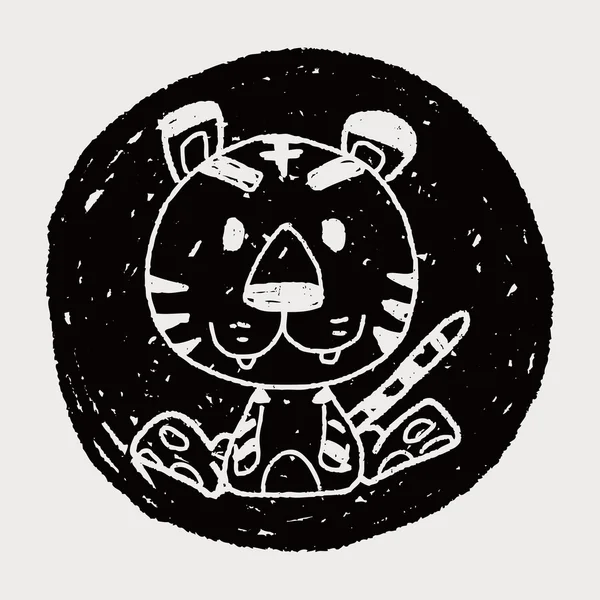 Zodiaco cinese tigre scarabocchio disegno — Vettoriale Stock