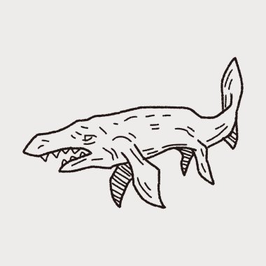 Balık dinozor doodle