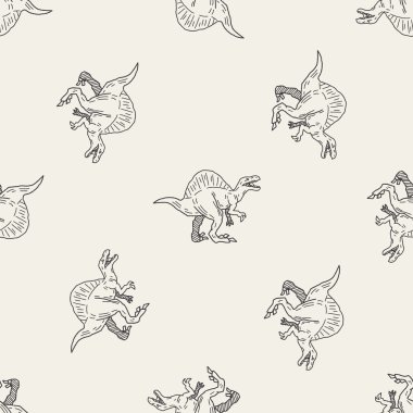 Spinosaurus dinozor doodle Dikişsiz desen arka plan