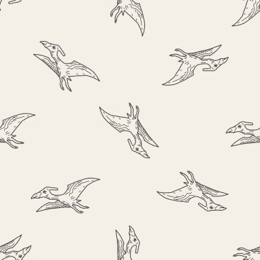 Pterodactyl dinozor doodle Dikişsiz desen arka plan