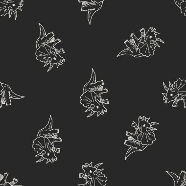Triceratops dinozor doodle Dikişsiz desen arka plan