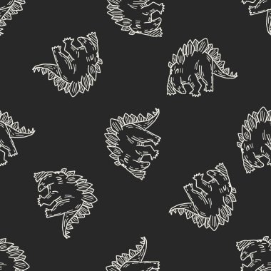 Stegosaurus dinozor doodle Dikişsiz desen arka plan