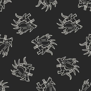 Triceratops dinozor doodle Dikişsiz desen arka plan