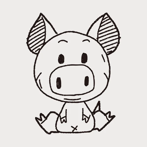 Desenho de doodle de porco zodíaco chinês —  Vetores de Stock