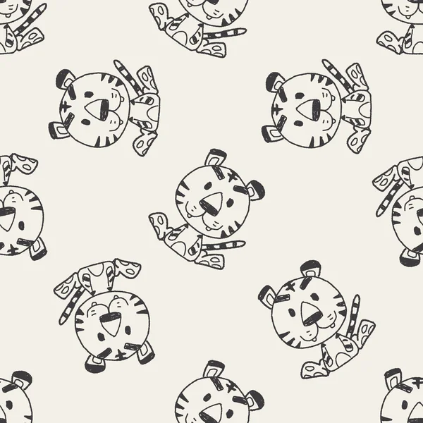 Chinês Zodiac tigre doodle desenho sem costura padrão fundo — Vetor de Stock