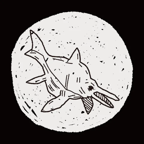 Fischsaurier-Doodle — Stockvektor