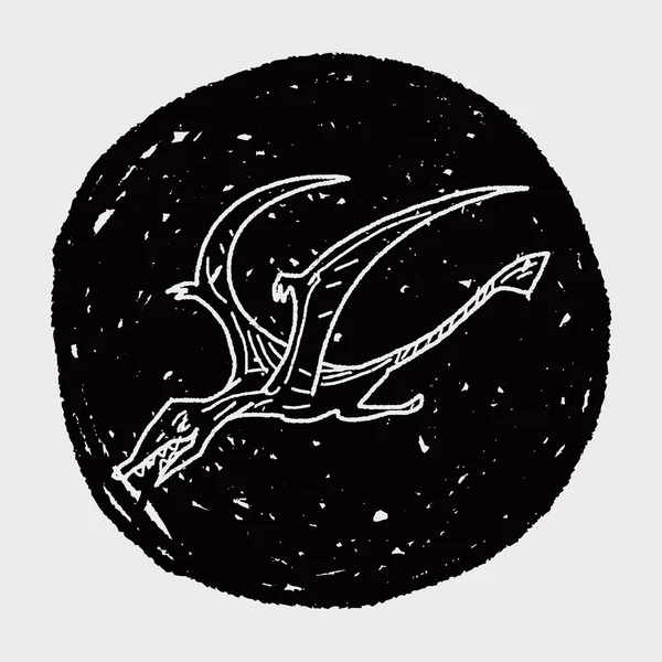Pterodáctilo dinossauro doodle —  Vetores de Stock