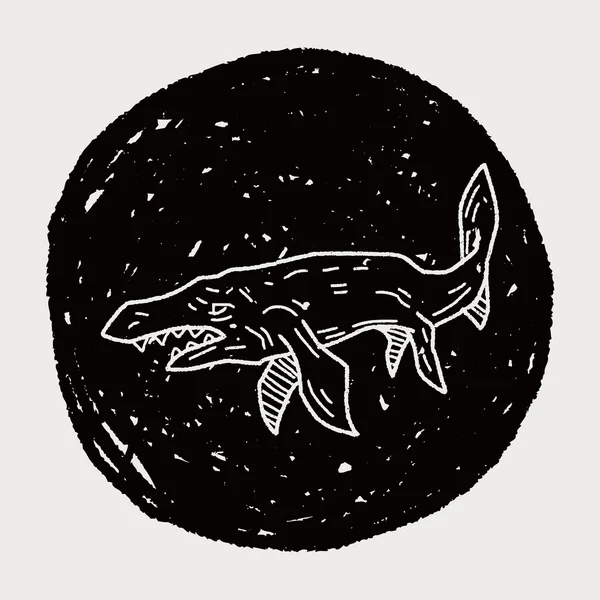 Fish dinosaur doodle — Stock Vector