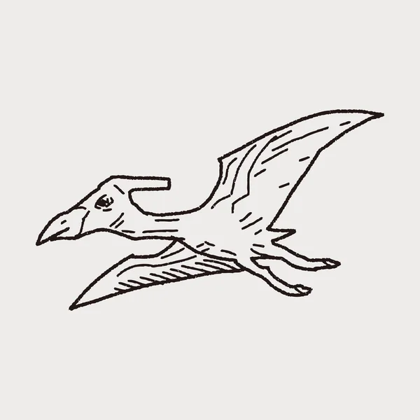 Pterodactyl dinosaurus doodle — Stockvector