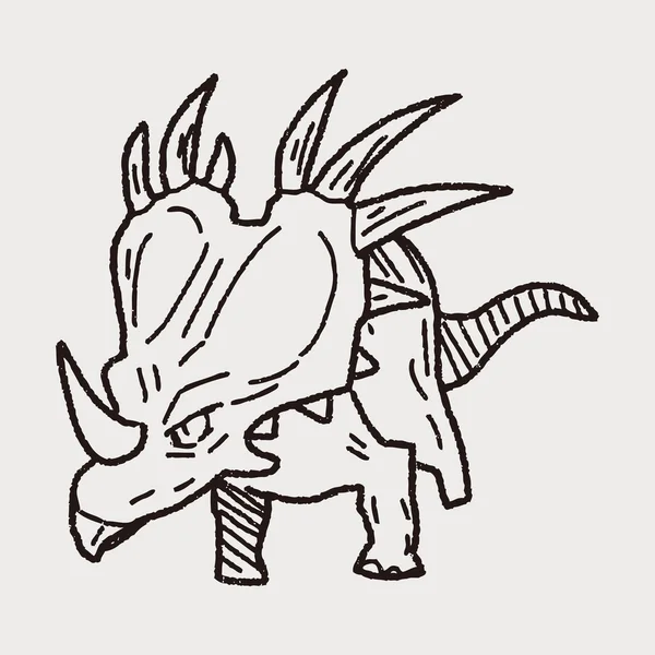 Dinosaurier-Doodle Triceratops — Stockvektor