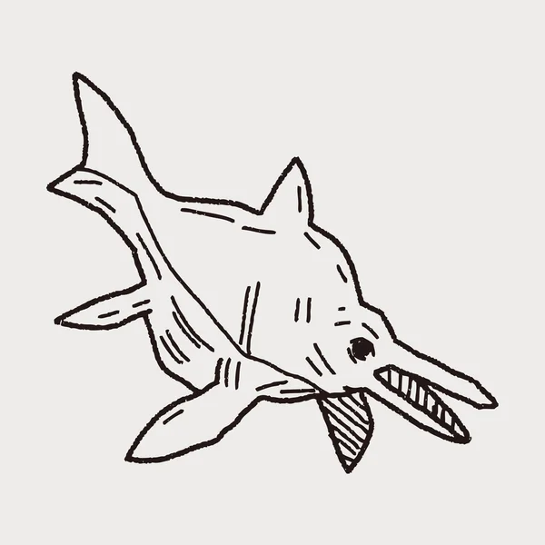 Dinosaure de poisson doodle — Image vectorielle