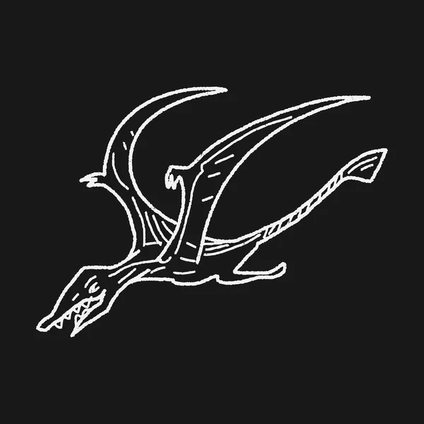 Pterodactyl dinosaurus doodle — Stockvector