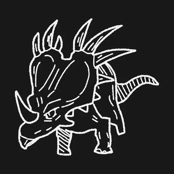 Doodle dinozaur Triceratops — Wektor stockowy