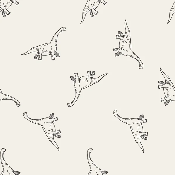 Brontosaurus dinosaura doodle vzor bezešvé pozadí — Stockový vektor