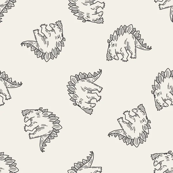 Stegosaurus dinosaura doodle vzor bezešvé pozadí — Stockový vektor