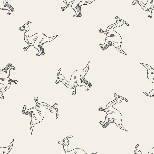 Dinosauro doodle senza soluzione di continuità modello di sfondo — Vettoriale Stock