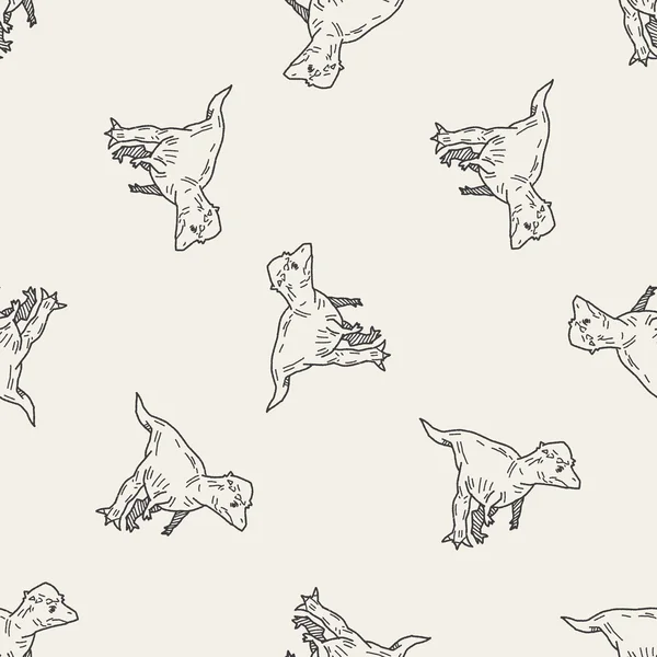 Dinosaur doodle seamless pattern background — Stock Vector