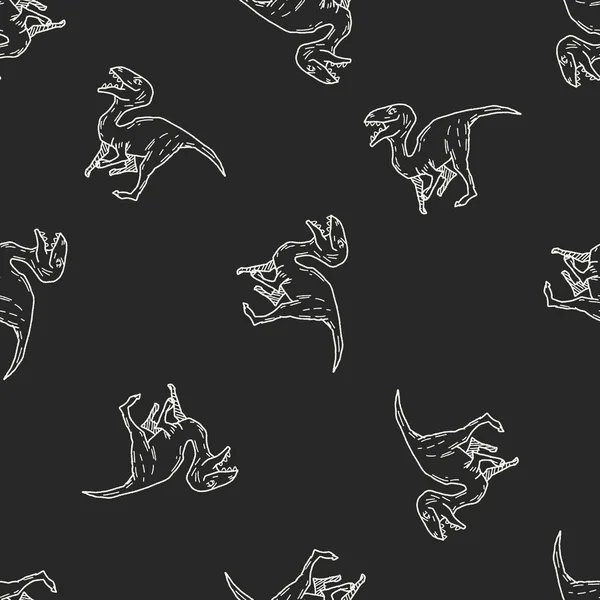 恐竜落書きのシームレスなパターン背景 — ストックベクタ