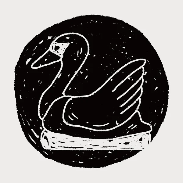 Cisne Boat doodle — Vetor de Stock