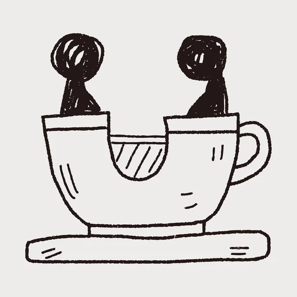 Kaffeetasse spielen Park Doodle — Stockvektor
