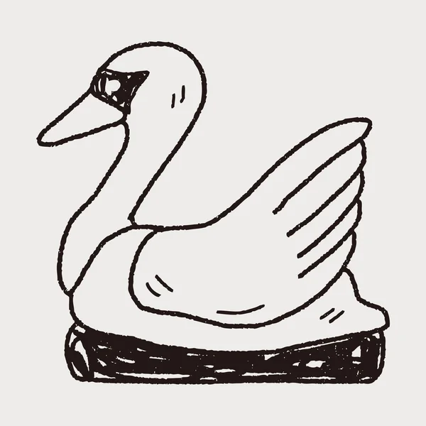 Kuğu tekne doodle — Stok Vektör