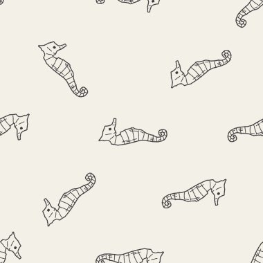 Hippocampus doodle Dikişsiz desen arka plan