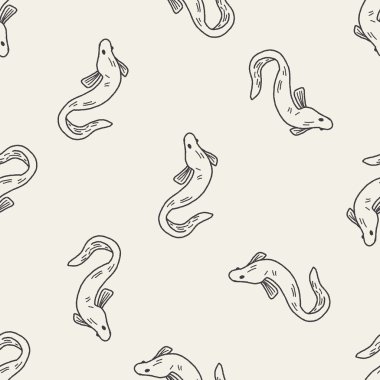 Yılan balığı doodle Dikişsiz desen arka plan