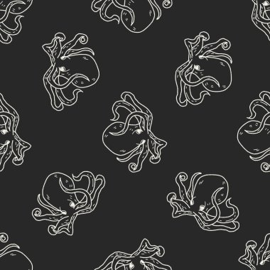 Ahtapot doodle Dikişsiz desen arka plan